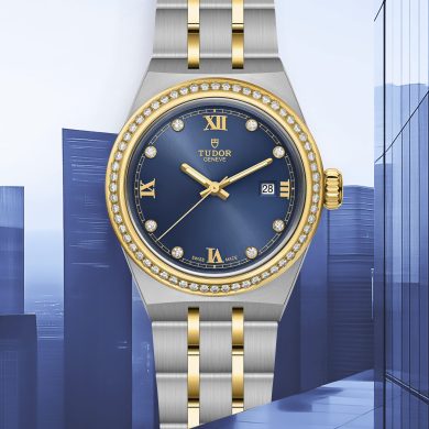 TUDOR Royal S&G σε μπλε καντράν, με χρυσές λεπτομέρειες και διαμάντια